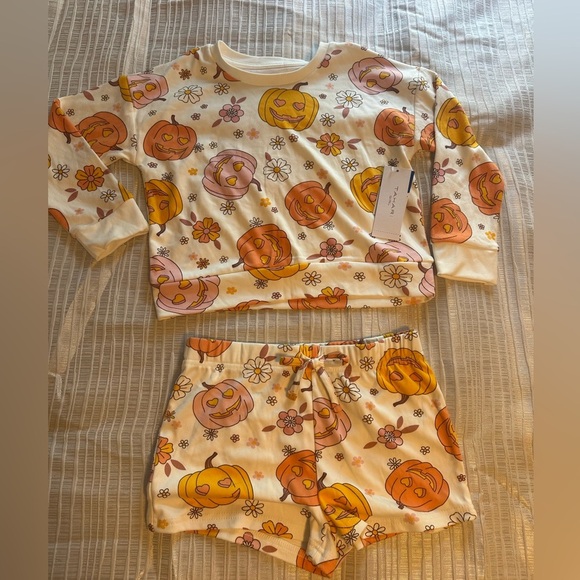 Charming Pumpkin and Floral Girls sleepwear, Size 10/12 NWT - Picture 6 of 8